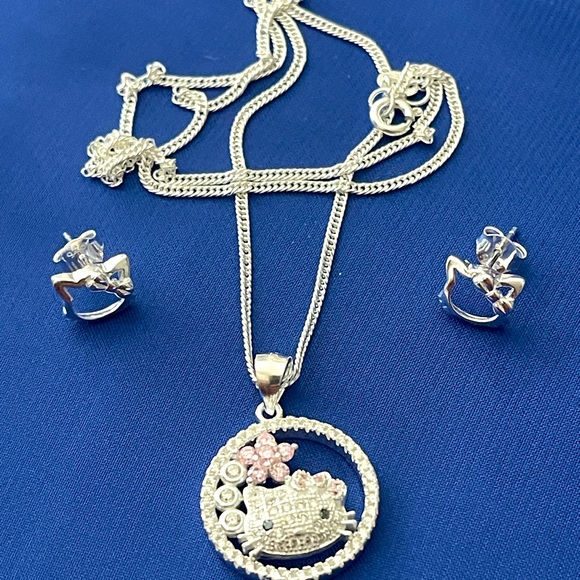 Hello kitty Set 925 Silver Italy - Picture 1 of 1